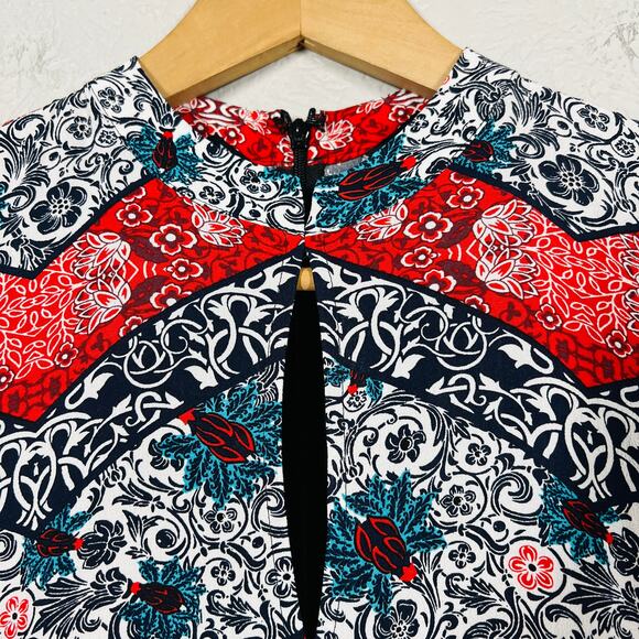 NEW! Express Long Sleeve Dress Keyhole High Neck Mod Print - 6 - Picture 5 of 7